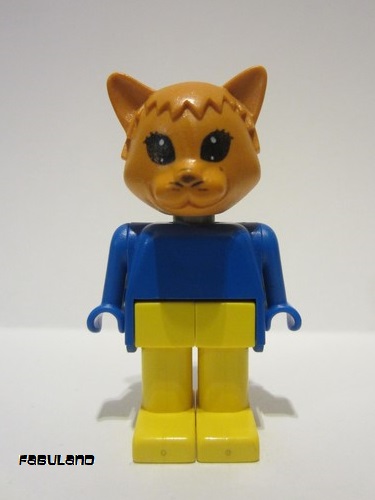 lego 1982 mini figurine fab3i Charlie Cat Brown Head, Yellow Legs, Blue Top and Arms 
