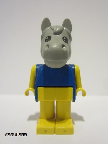 lego 1983 mini figurine fab6b Clarence Carpenter Light Gray Head, Yellow Legs and Arms, Blue Top 