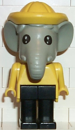 lego 1985 mini figurine fab5d Edward Elephant Black Legs, Yellow Raincoat and Hat, Black Eyes 