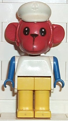 lego 1985 mini figurine fab8i Oscar Orangutan Red Head, White Hat 