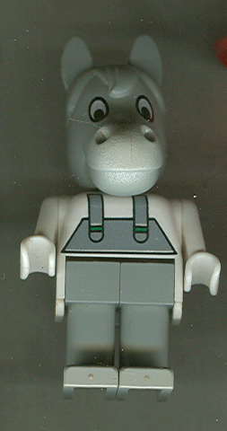 lego 1986 mini figurine fab6c Harry Horse Light Gray Head and Overalls 