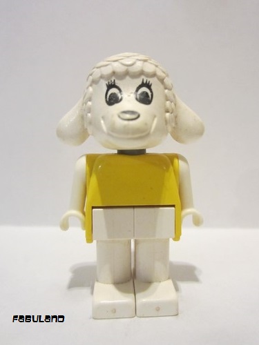 lego 1987 mini figurine fab7d Lucy Lamb (Nurse) Yellow Top, White Eyes, Eyelashes Up 