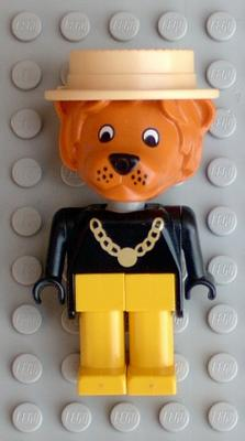 lego 1988 mini figurine fab7g Lionel Lion (Mayor) With Necklace and White Hat 