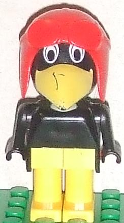 lego 1989 mini figurine fab4h Charlie / Joe Crow Black Head, Red Pilot Helmet, White Eyes 