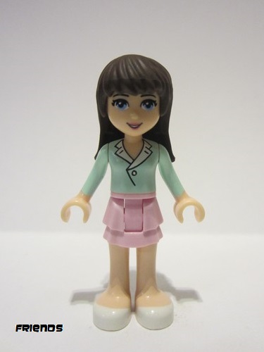 lego 2012 mini figurine frnd015 Sophie Bright Pink Layered Skirt, Light Aqua Long Sleeve Blouse Top 