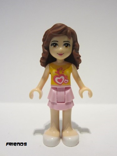 lego 2012 mini figurine frnd023 Olivia Bright Pink Layered Skirt, Orange Top 