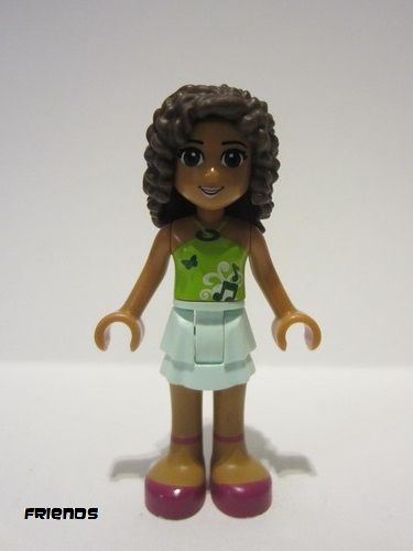 lego 2012 mini figurine frnd024 Andrea Light Aqua Layered Skirt, Lime Halter Neck Top 