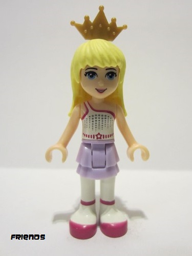 lego 2013 mini figurine frnd0038 Stephanie Lavender Layered Skirt, White Top with Star Belt, Gold Tiara 