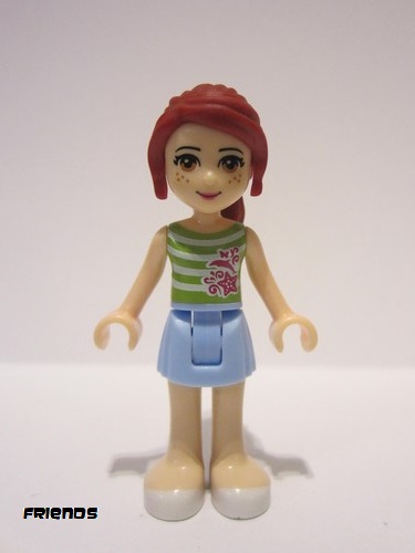 lego 2013 mini figurine frnd0045 Mia Bright Light Blue Skirt, Green Top with White Stripes 