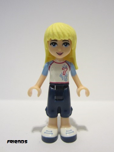 lego 2013 mini figurine frnd036 Stephanie Dark Blue Cropped Trousers, White Soccer Jersey 