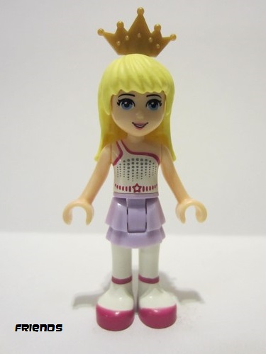 lego 2013 mini figurine frnd038 Stephanie Lavender Layered Skirt, White Top with Star Belt, Gold Tiara 