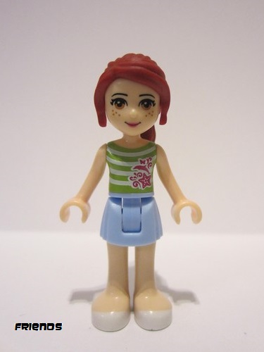 lego 2013 mini figurine frnd045 Mia Bright Light Blue Skirt, Green Top with White Stripes 