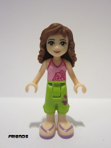 lego 2013 mini figurine frnd048 Olivia Lime Cropped Trousers, Bright Pink Top 