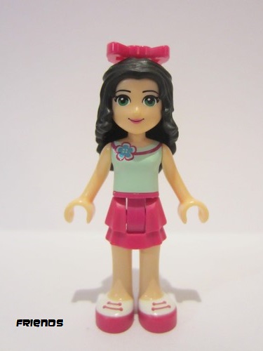 lego 2013 mini figurine frnd052 Emma Magenta Layered Skirt, Light Aqua Top with Flower, Bow 