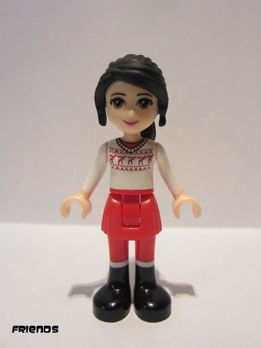 lego 2013 mini figurine frnd054 Lily Red Skirt and Leggings, White Fair Isle Sweater with Moose 