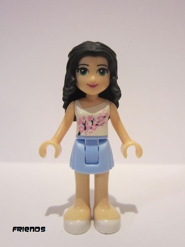 lego 2013 mini figurine frnd070 Emma Bright Light Blue Skirt, White Top with Pink Flowers 