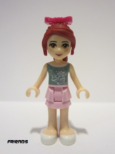 lego 2014 mini figurine frnd0061 Mia Bright Pink Layered Skirt, Sand Green Top, Bow 