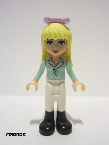 lego 2014 mini figurine frnd0068 Stephanie White Riding Pants, Light Aqua Long Sleeve Top with Collar, Bow 