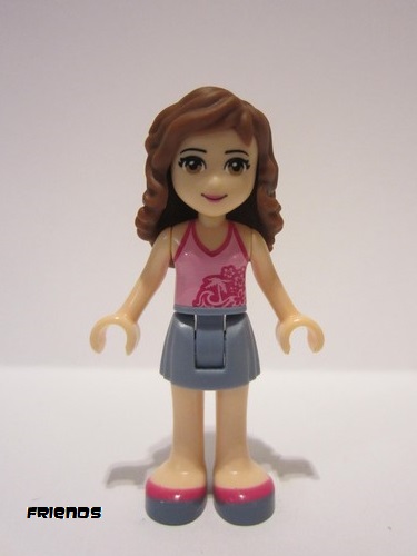 lego 2014 mini figurine frnd0079 Olivia Sand Blue Skirt, Bright Pink Top with Magenta Trim 