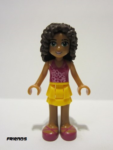lego 2014 mini figurine frnd055 Andrea Bright Light Orange Layered Skirt, Magenta Top 