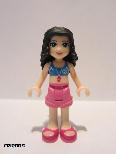 lego 2014 mini figurine frnd063 Emma Dark Pink Shorts, Bikini Top With Whistle, Bow 
