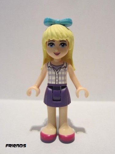 lego 2014 mini figurine frnd064 Stephanie Dark Purple Skirt, White Plaid Button Shirt, Bow 