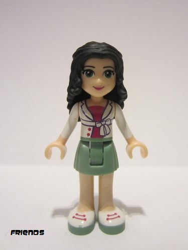 lego 2014 mini figurine frnd067 Emma Sand Green Skirt, White Jacket with Bow over Magenta Top 