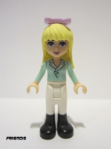 lego 2014 mini figurine frnd068 Stephanie White Riding Pants, Light Aqua Long Sleeve Top with Collar, Bow 