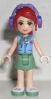 lego 2014 mini figurine frnd080 Mia Sand Green Skirt, Medium Blue Top with Red Cross Logo and Scarf, Dark Purple Headphones 