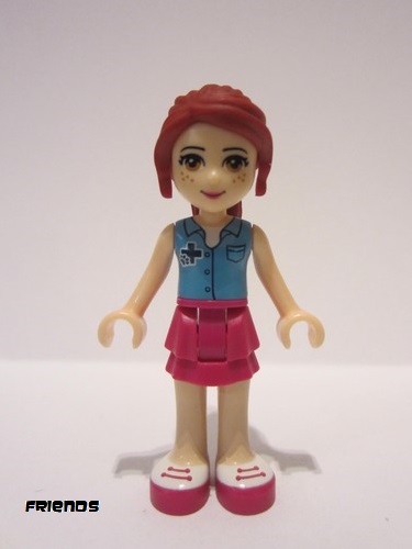 lego 2015 mini figurine frnd0098 Mia Magenta Layered Skirt, Medium Azure Top with Cross Logo 