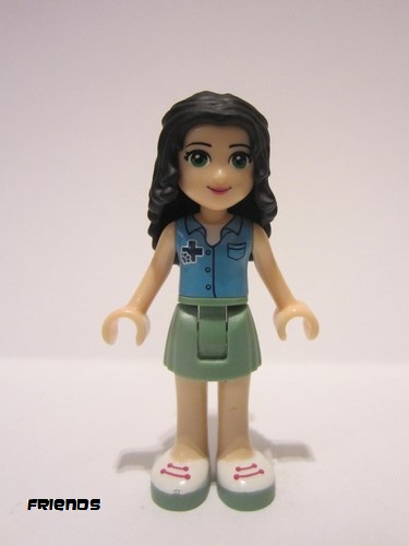 lego 2015 mini figurine frnd0099 Emma Sand Green Skirt, Medium Azure Top with Cross Logo, Magenta Bow 