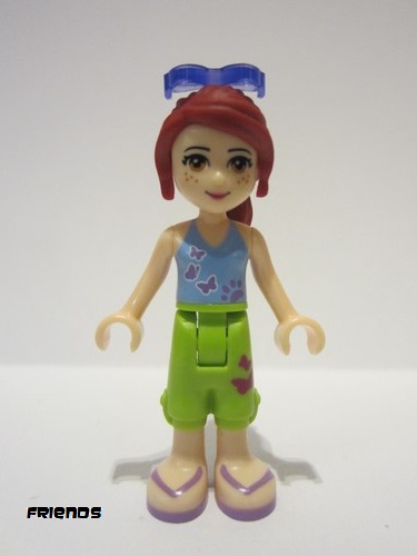 lego 2015 mini figurine frnd0101 Mia Lime Cropped Trousers, Medium Blue Top with 3 Butterflies, Sunglasses 