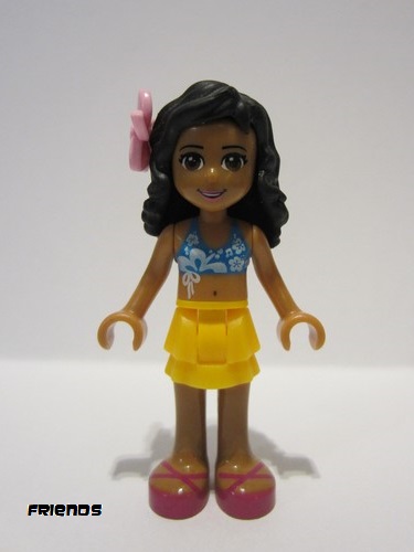 lego 2015 mini figurine frnd0103 Kate Bright Light Orange Layered Skirt, Dark Azure Bikini Top, Flower 