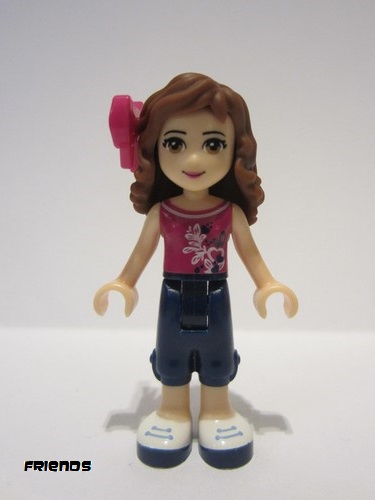 lego 2015 mini figurine frnd0105 Olivia Dark Blue Cropped Trousers, Magenta Top, Magenta Bow 