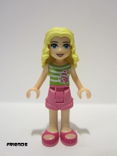 lego 2015 mini figurine frnd0203 Liza Dark Pink Shorts, Green Top with White Stripes 