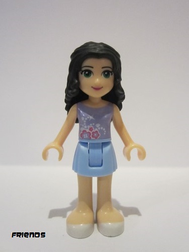 lego 2015 mini figurine frnd090 Emma Bright Light Blue Skirt, Lavender Top with Flowers 