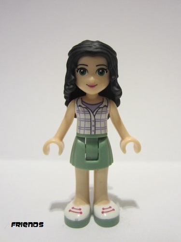 lego 2015 mini figurine frnd095 Emma Sand Green Skirt, White Plaid Button Shirt, Bow 