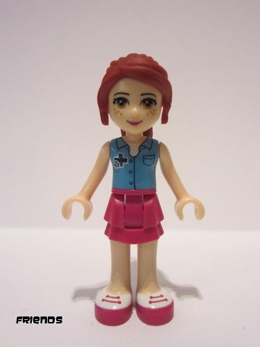 lego 2015 mini figurine frnd098 Mia Magenta Layered Skirt, Medium Azure Top with Cross Logo 