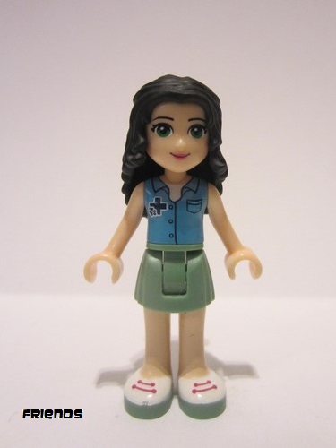 lego 2015 mini figurine frnd099 Emma Sand Green Skirt, Medium Azure Top with Cross Logo, Magenta Bow 