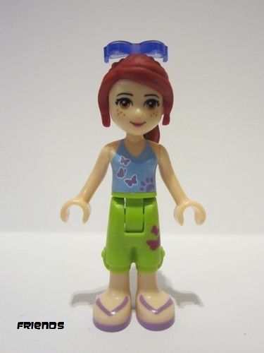lego 2015 mini figurine frnd101 Mia Lime Cropped Trousers, Medium Blue Top with 3 Butterflies, Sunglasses 