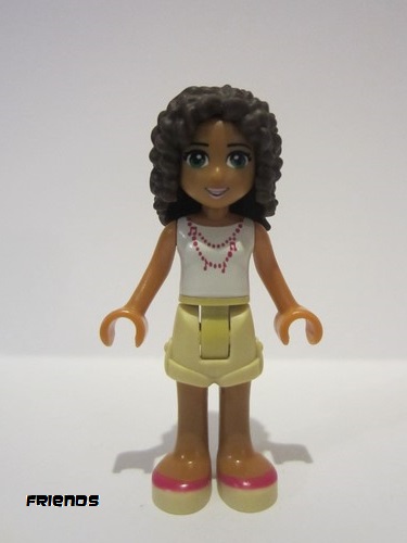 lego 2015 mini figurine frnd114 Andrea Tan Shorts, White Top with Necklace with Music Notes 