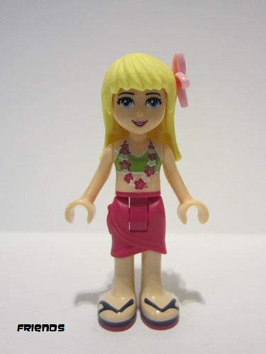 lego 2015 mini figurine frnd116 Stephanie Magenta Wrap Skirt, Lime Bikini Top, Flower 