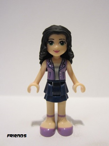 lego 2015 mini figurine frnd121 Emma Dark Blue Layered Skirt, Medium Lavender Vest 