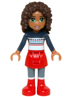 lego 2015 mini figurine frnd133 Andrea Red Skirt and Boots, Dark Blue Sweater Top 