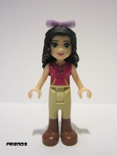 lego 2016 mini figurine frnd0156 Emma Tan Riding Pants, Magenta Top with Yellow and Dark Purple Trim, Lavender Bow 
