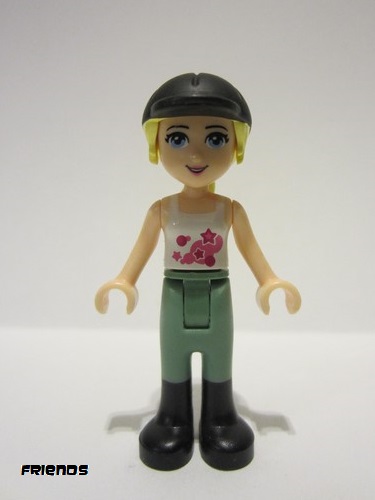 lego 2016 mini figurine frnd0157 Stephanie Sand Green Riding Pants, Black Riding Helmet, Lavender Bow, White Top with Stars 
