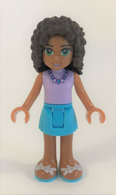 lego 2016 mini figurine frnd0160 Andrea Medium Azure Skirt, Lavender Top 