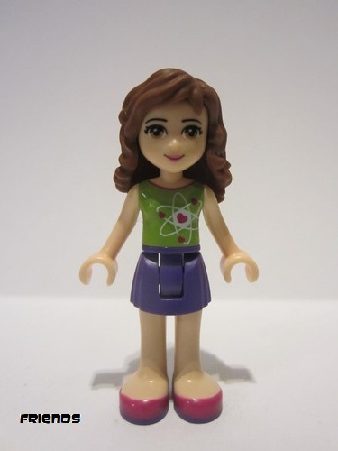 lego 2016 mini figurine frnd137 Olivia Dark Purple Skirt, Lime Top with Heart Electron Orbitals 