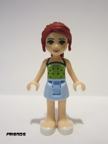 lego 2016 mini figurine frnd166 Mia Bright Light Blue Skirt, Lime Halter Top with Dark Green Dots 