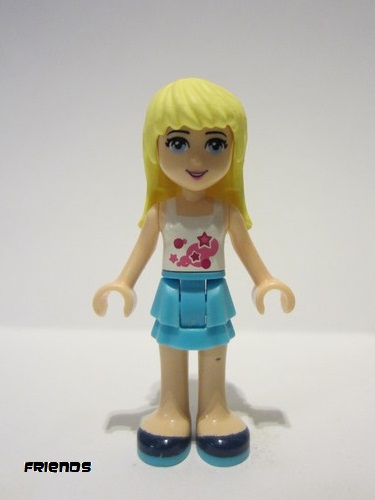 lego 2016 mini figurine frnd171 Stephanie Medium Azure Layered Skirt, White Top with Stars 